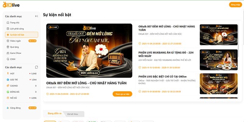 Giới thiệu chi tiết về oklive và tính năng có ở nền tảng